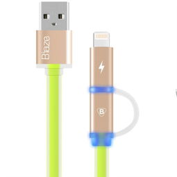 Biaze雷電LCD二合一數據線 炫彩燈光下，綠意流數據傳輸新革命